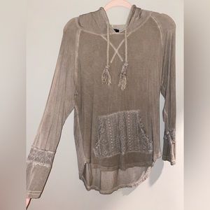 POL Beige/Tan Lacy Lightweight Hoodie